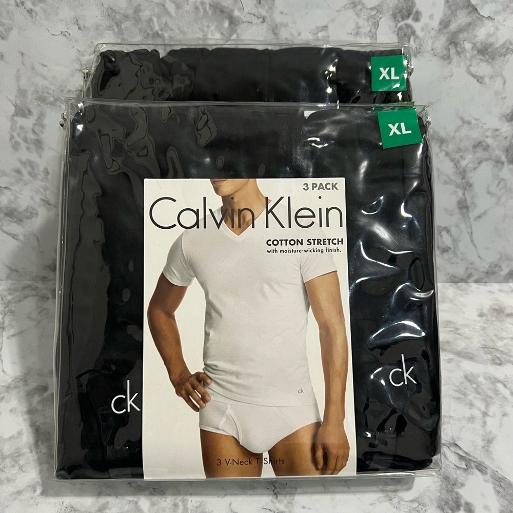 Calvin Klein 2x 3 V neck cotton T shirts